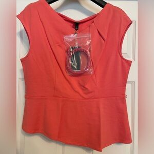 6TH & LN Top Coral Knit Asymmetrical Matching Belt